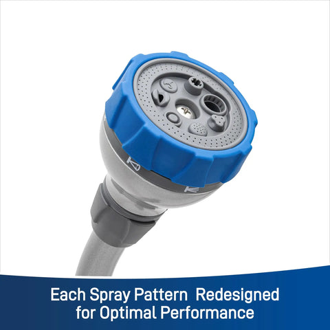 Close-up of Elevated 14 Inch Hose End Watering Wand nozzle with seven pattern spray and ergonomic design for precise watering.