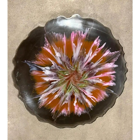 Floral Resin Lazy Susan 13-Inch Handcrafted Rotating Serving Tray For Kitchen And Dining, Modern Decor For Vanity And Bath