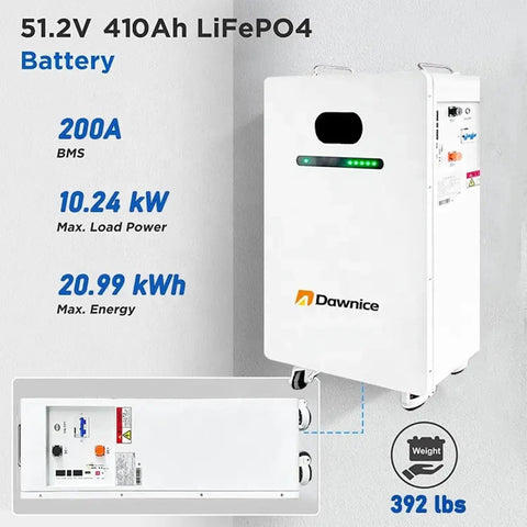 Heavy Hitter 30kw Off Grid Solar System Complete Kit Delivering 120kwh Home Backup Power Featuring Sixty 550w Panels And 410ah Batteries, 410Ah LiFePO4 Battery with specifications.
