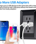 Built Tough Black Wall Outlet With Dual Usb Charging Ports 2.0 Amp Slick Plug And Play Electrical Duplex Receptacle Clean Wall Plate For House Rewiring And Gadgets 40 Pack with charging phones.