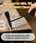 Heavy Duty Chipping Hammer And Wire Brush Set 10.6 Inch With Spring Handle For Weld Slag Removal And Spatter Cleanup