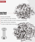 Heavy Duty 50 Pack M5 X 15mm Phillips Chicago Screw Posts Binding Screws Assortment Kit displayed, showcasing shiny nickel-plated carbon steel.