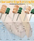 Top Shelf Leather Burnishing Bits For Rotary Tools Heavy Duty Edge Finishing Kit with detailed sizes and specifications.