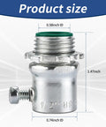 Rugged 1/2 Inch EMT Set Screw Connector With Insulated Throat Protection And Corrosion Resistant Zinc Plated Steel dimensions: 1.47 inch height, 0.58 inch ID.