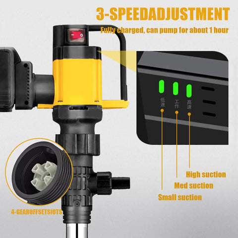 Heavy Duty 1000W Electric Drum Pump With 36V Rechargeable Battery For Fast Fuel Transfer Of Diesel Kerosene Water Includes Hose High Flow 130L Per Min And 7M Lift Power Brushless Motor