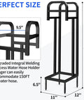 Heavy Duty Freestanding Garden Hose Holder With Upgraded 150 Ft Capacity Metal Hose Stand For Outdoor Yard And Lawn, shown in size dimensions.