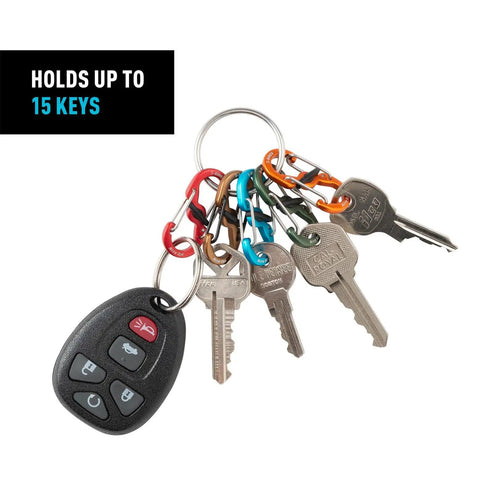 Colorful S Biner Keyring Set With Five MicroLock Carabiners For Quick Key Organization And Easy Key Swaps On A Lightweight Aluminum Locker Keychain holding keys and a remote