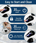 Rapid 3 Second Heat Up Handheld Steam Cleaner With 400Ml Tank For Powerful Deep Cleaning Of Kitchen Grease Bathroom Mold And Floor Sanitization Quick Dry High Temp Vapor Mop For Tough Stains showing control panel and usage instructions.