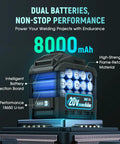 Cordless MMA Welder 160A 110V Dual Battery Powered With 8000mAh Li Ion Batteries Or Battery Bank Portable IGBT Inverter Stick
