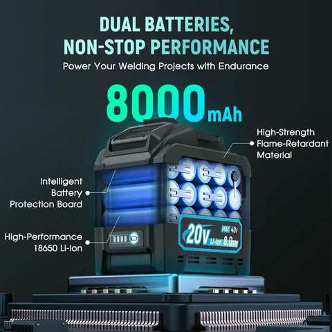 Cordless MMA Welder 160A 110V Dual Battery Powered With 8000mAh Li Ion Batteries Or Battery Bank Portable IGBT Inverter Stick