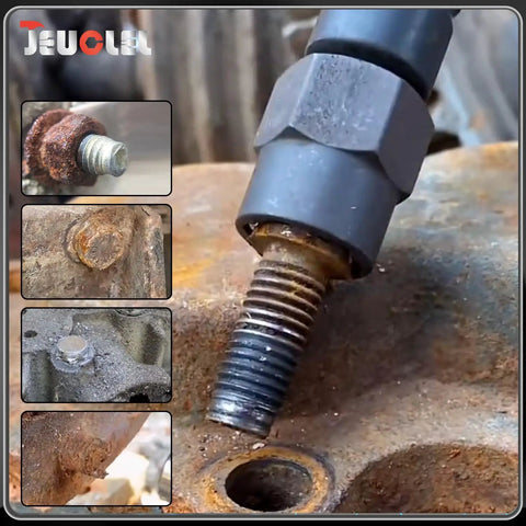 Heavy Duty 5-Piece Bolt Extractor Set 1/2 Drive Easy Out Nut And Bolt Remover removing rusted bolt from metal surface