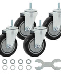 Heavy Duty 4 Inch Swivel Caster Wheels 4 Pack With Reinforced Steel Axles And Silent Polyurethane Treads for utility carts.