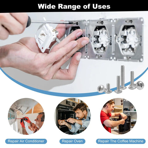 Wide range of uses for Heavy Duty 304 Stainless Steel Machine Screw Kit With Hex Nuts Flat Washers Phillips Pan Head.