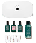 Green Flash Slim LED Nail Gel Kit With 24W Lamp And Complete Set Base Coat Top Coat Poppy Red Pink Polish Remover Clips Uv Light