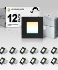 12 Pack LED Square Recessed Ceiling Lights 4 Inch Ultra Slim Canless Wafer Downlights Dimmable With 5 CCT CRI90 UL Black
