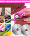 Using 45mm Rotary Cutter Kit With Self Healing Cutting Mat And 2 Replacement Blades For Sewing and Crafting on fabric