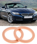 10-Piece Copper Oil Drain Washer Set 12x15.5x1.5mm for leak-free seals with car in background