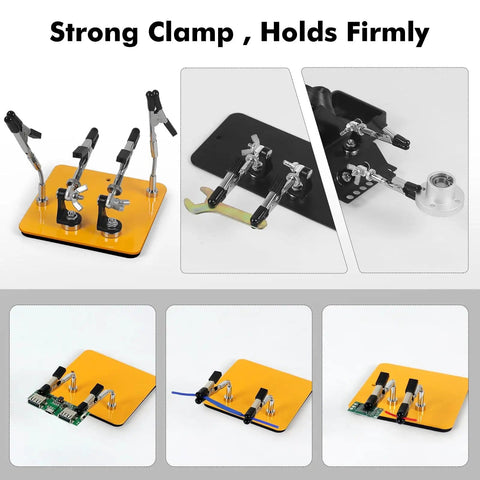 Helping Hands Soldering Station With A 3.9 By 3.9 Inch Stable Base 360 Degree Adjustable Soldering Clamp Four Flexible Magnetic Arms