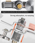 Close-up of Heavy Duty Magnetic Welding Ground Clamp With Super Strong Arc Plate For 300A Electrical Grounding Work Tool Made From Iron And Brass.