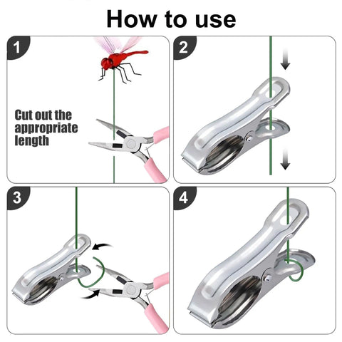 Instructions for using Dope Dragonfly Clip 12 Pack For Garden Decor And Outdoor Stakes DIY Fake Dragonfly Clips