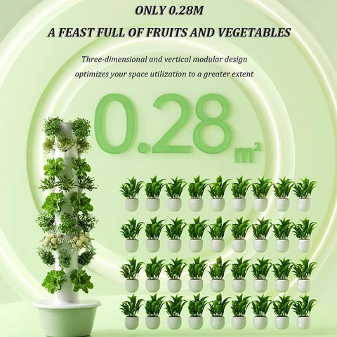 Vertical Hydroponic Tower Garden System For Herbs Fruits And Vegetables No Soil With Hydrating Pump Adapter Net Pots
