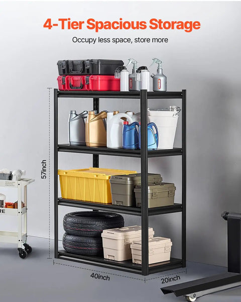 4 Tier Heavy Duty Storage Shelves With 2400 Lb Capacity Rock Solid Adjustable Metal Shelving Unit For Garage Warehouse Or Basement Built Like A Tank Steel Organize Your Space Hassle Free Black