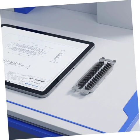 Automatic Tape Cutter Baffle Plate Replacement For Tape Dispensers Universal Compatibility Spare Part For Packaging And Shipping Tasks Easy Install Reduces Manual Adjustments And Downtime Craft And Shipping Tape Ready shown beside a tablet blueprint
