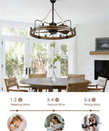 Beaded Wood Chandelier With 6 Candle Lights Rustic Farmhouse Pendant Ceiling Light In Black in dining room above round table.
