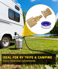 Heavy Duty Forklift Propane Adapter Swaps 1-1/4 Inch Female To 1-5/16 Inch Male Acme Fitment for RV trips and grilling.