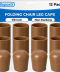 Top Shelf Folding Chair Leg Caps 7/8 Inch Beige Foot Guards 12 Pack showing non-marking nylon caps for chair leg protection.