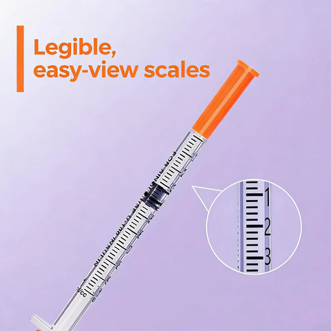 Go-To Ultra Fine 31G 5/16 Inch Syringe Needles, 1ml Capacity, Individually Wrapped And Sterile, Durable Lab Refilling Supplies, 100 Pack For Fast Refills And Heavy-Duty Lab Use, easy-view scales