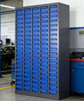 Heavy Duty 100 Drawer Parts Storage Cabinet With Alloy Steel Frame And Thick ABS Drawers For Nuts And Bolts Anti Slip Stops Garage Organizer For Small Parts Built Tough And Easy To Grab in a workshop environment