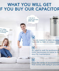 Dual Run 45 Plus 5 MFD AC Capacitor 440V For Heat Pumps And Air Conditioners Replaces 370V And 440V Units CBB65 Type