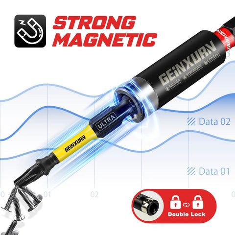 Close-up of Torx Screwdriver Bits Set 52 Pcs Magnetic Pro Grade with color-coded extension showing strong magnetic feature.