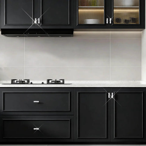 Total Flex Crystal Rhinestone Cabinet Knobs 6 Pack Silver Glass Drawer Pulls Kitchen Vanity Bathroom Furniture Handles Upgrade Your Home Decor Game Right Now on black kitchen cabinetry.