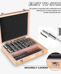 Keyway Broach Kit With Collared Bushings Shims And 30 Piece Set in wooden storage box for metalworking and manufacturing