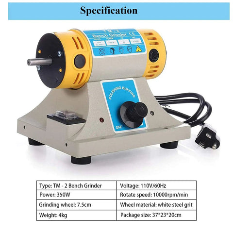 Portable Bench Polisher And Buffer For Jewelry Making, 350W Variable Speed 0 To 10000 RPM tool, silver with fiber wheel