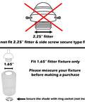 Diagram showing compatibility of Seeded Bubble Glass Cylinder Shade For Light Fixtures 3 Pack Clear Replacement Fits 1 Inch By Five Eighths Fitter Modern Vintage Glow Keeps Your Ceiling Light Lit with 1.65-inch fitter.