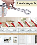 Ultra Thin Cabinet Door Magnets Set 10 Pack Magnetic Door Catch Stainless Steel Drawer Latch For Sliding Doors Kitchen Cabinets Cupboards And Closets Strong 10 Lbs Grip Easy Adhesive Install with various sizes displayed.