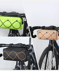Front Bike Bag Waterproof Big Capacity Handlebar Storage Bag for gear tools snacks water bottle and phone in three colors mounted on bikes.