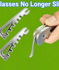 Quick Repair Glasses Tool For Bent Earpieces And Misaligned Nose Pads, Easy Frame Calibrator shown with ergonomic nonslip grip in use