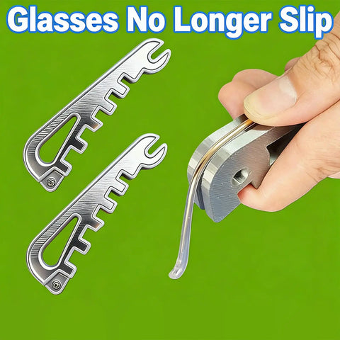 Quick Repair Glasses Tool For Bent Earpieces And Misaligned Nose Pads, Easy Frame Calibrator shown with ergonomic nonslip grip in use