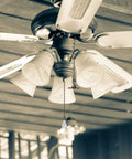 Beaded Ball Ceiling Fan Pull Chain Set With Zinc Alloy Bead Extenders And Connectors Includes Four Pendant Chains Two 36 Inch Extensions Eight Extra Connectors Easy Install Rust Proof Oil Rubbed Bronze installed on ceiling fan