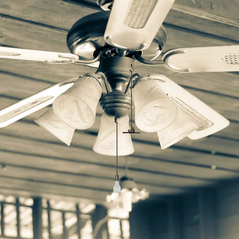 Beaded Ball Ceiling Fan Pull Chain Set With Zinc Alloy Bead Extenders And Connectors Includes Four Pendant Chains Two 36 Inch Extensions Eight Extra Connectors Easy Install Rust Proof Oil Rubbed Bronze installed on ceiling fan