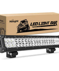 20 Inch 126W Spot Flood Combo LED Light Bar For Off Road Trucks Boats And More with packaging box in the background