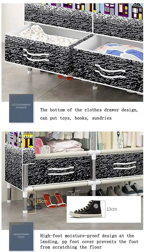 No Tools Needed Quick Snap Together Folding Wardrobe Portable Clothes Hanging Organizer Space Saving Storage Rack For Hallway Guest Room Living Bedroom Easy Setup Compact