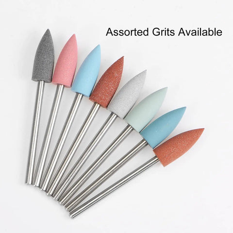 Pro Grade Ten Pc Rubber Polishing Bits For Rotary Tools With 600 Grit Silicone Buffing Wheels 6mm Diameter Mounted Grinding Heads