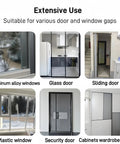 Window weather-stripping collage: aluminum window, glass door, sliding door, plastic window, security door, wardrobe door