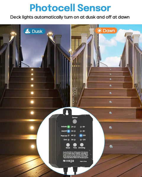 All In One Low Voltage Deck Lights Kit With Transformer Dimmable Timer And Photocell Sensor for outdoor stair lighting