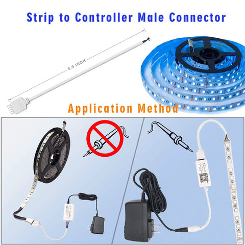 5Pin LED Strip Connector Kit With 16.4Ft RGBW Extension Wire For 12Mm Wide 5050 LED Strips, Solderless RGBW Connector, application guide